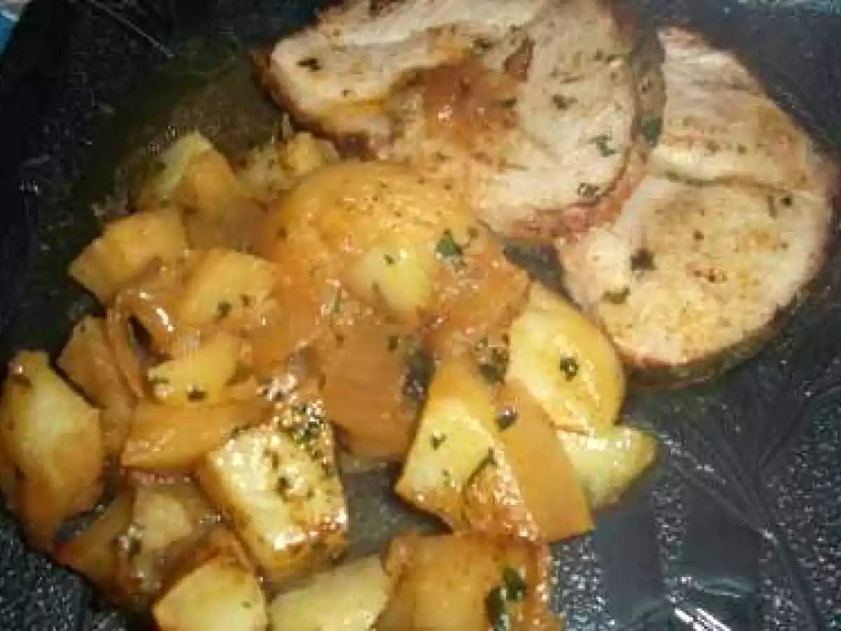 Rôti de porc aux pommes