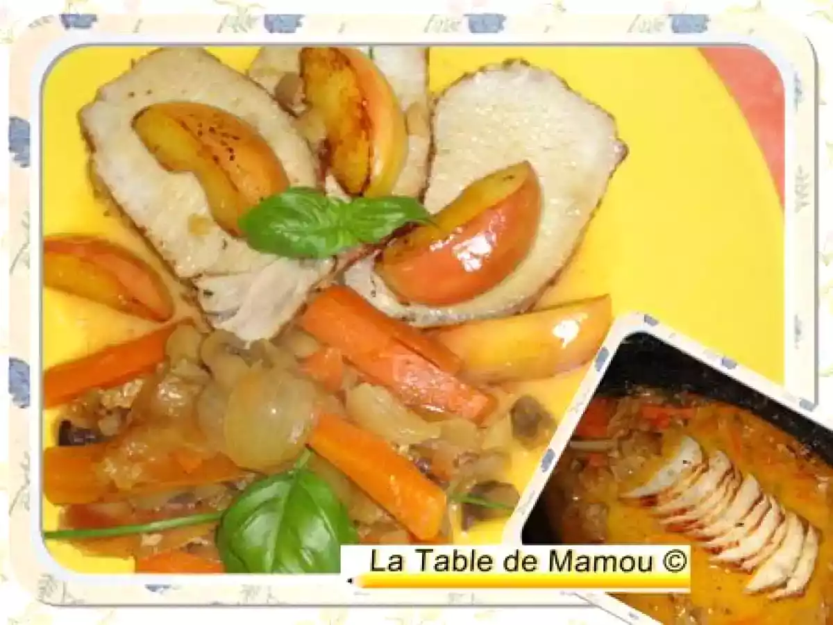 Rôti de porc aux pommes et au cidre