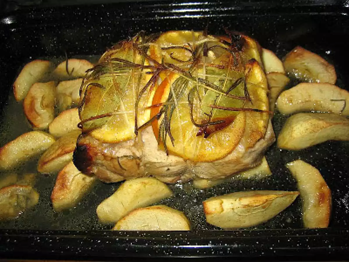 Rôti de porc aux pommes, miel et thym!! - photo 2