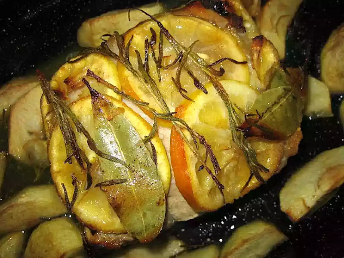 Rôti de porc aux pommes, miel et thym!! - photo 3