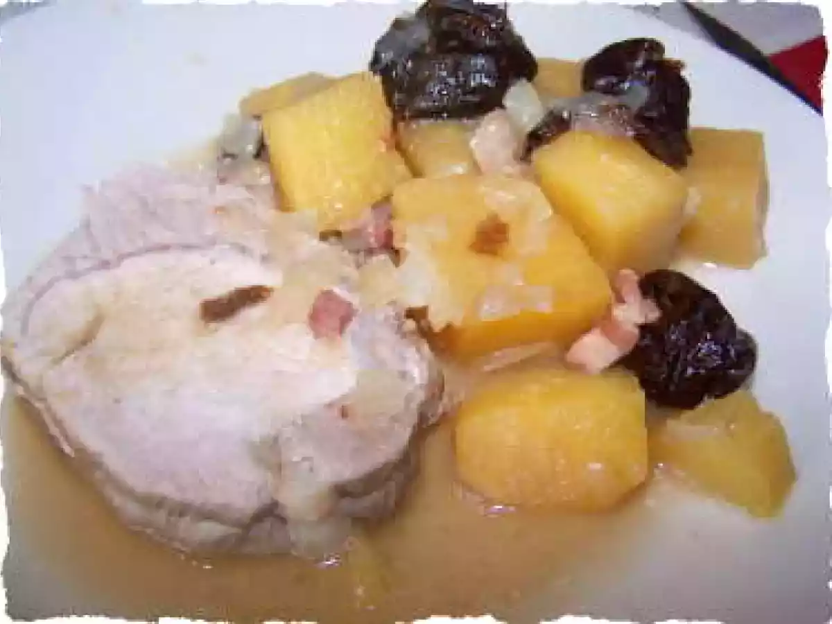 Rôti de porc aux rutabaga et pruneaux