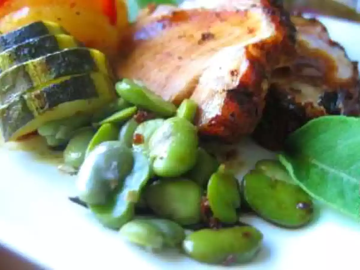 ROTI DE PORC CARAMELISE TIAN AUX FEVETTES