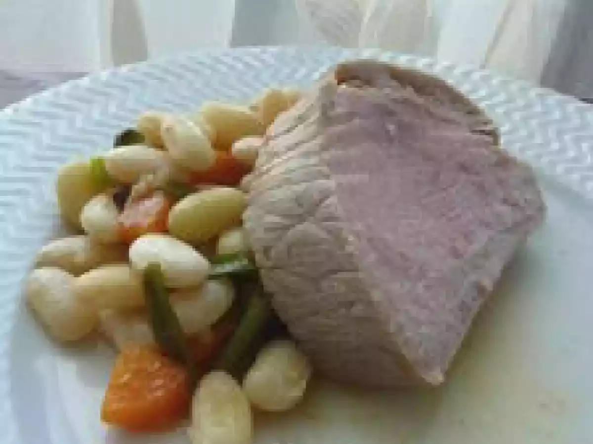 Rôti de veau en cocotte et ses haricots cocos