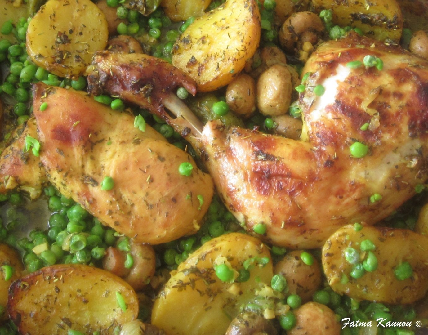 Recette de rôti de poulet aux petits pois