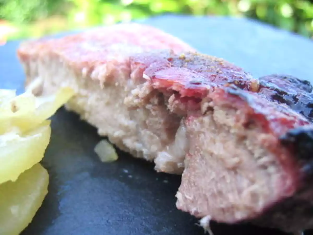 Rouelle de Porc au Miel/Romarin sur lit de Pommes de Terre