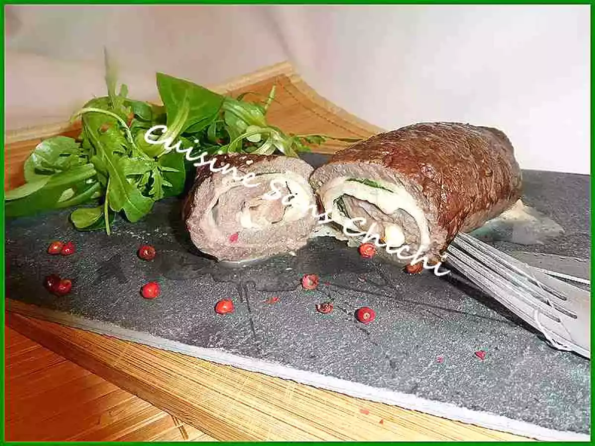 Roulade de boeuf au jambon cru et mozzarella.