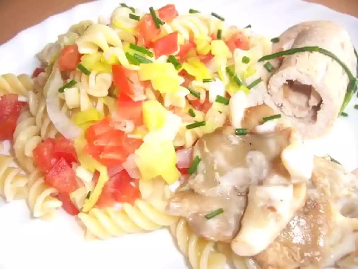 Roulé de dinde aux pleurotes et ses pâtes aux légumes - photo 2