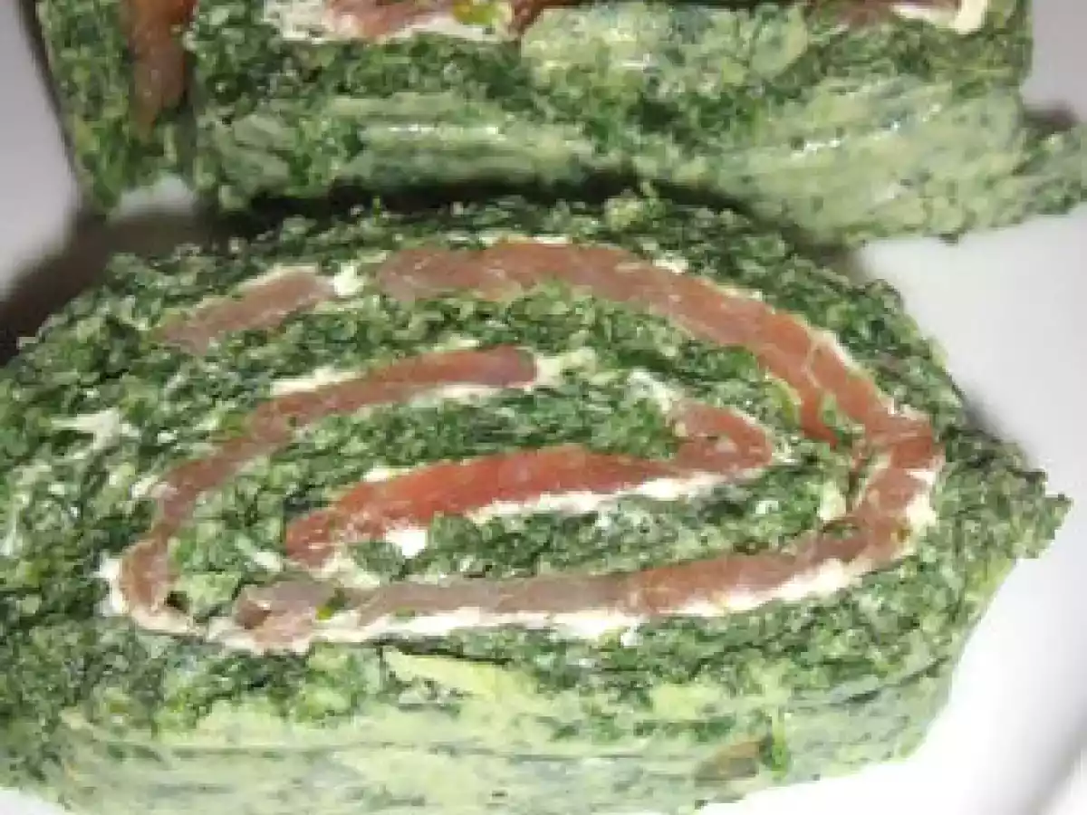 Roulé épinards, boursin et saumon