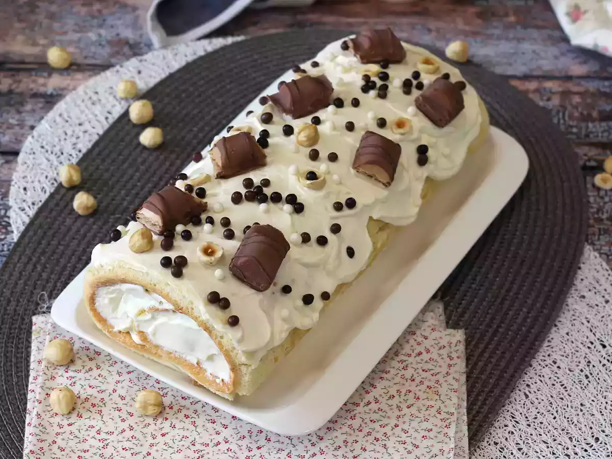 Roulé facile goût Kinder Bueno, parfait comme gâteau d'anniversaire ou comme bûche pour Noël! - photo 8