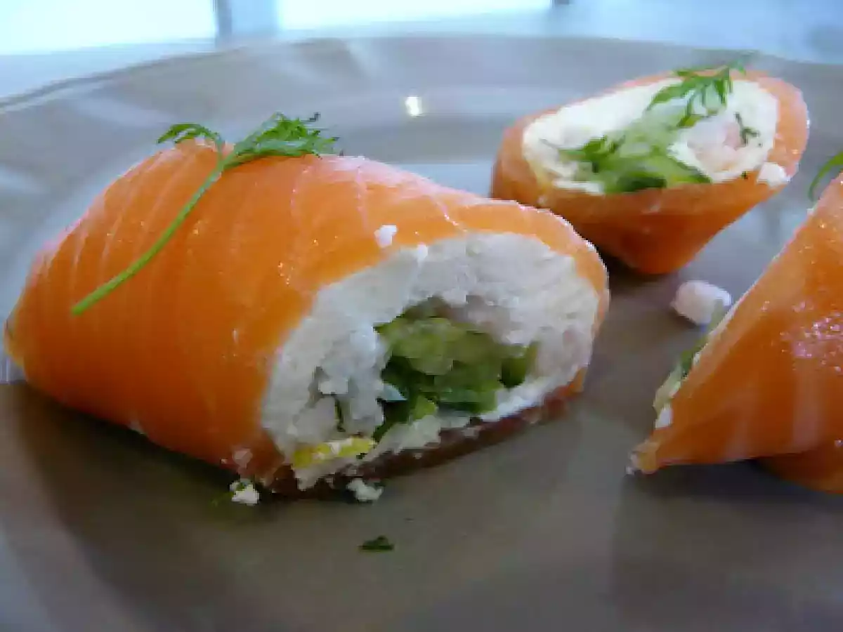 Rouleaux au saumon fumé et crevettes