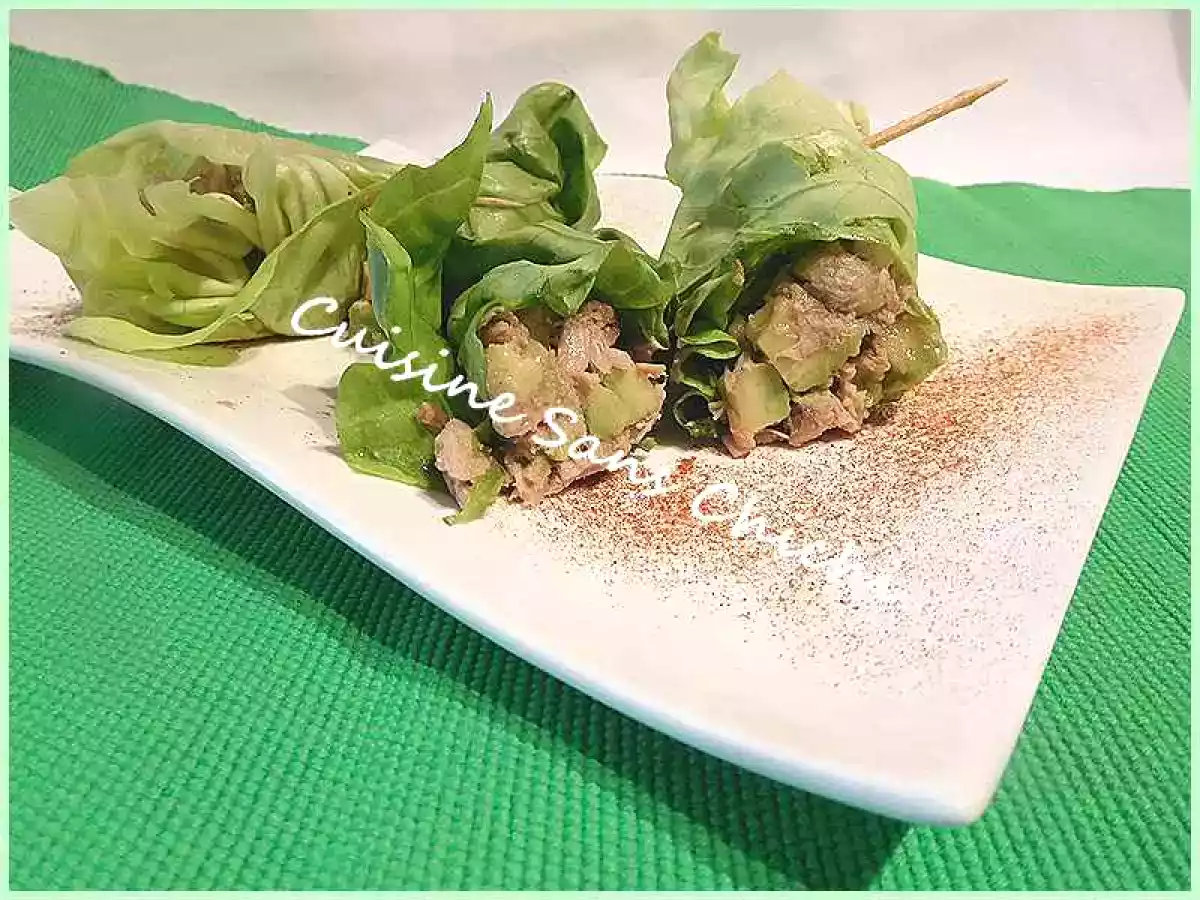 Rouleaux de laitue thon et avocat.