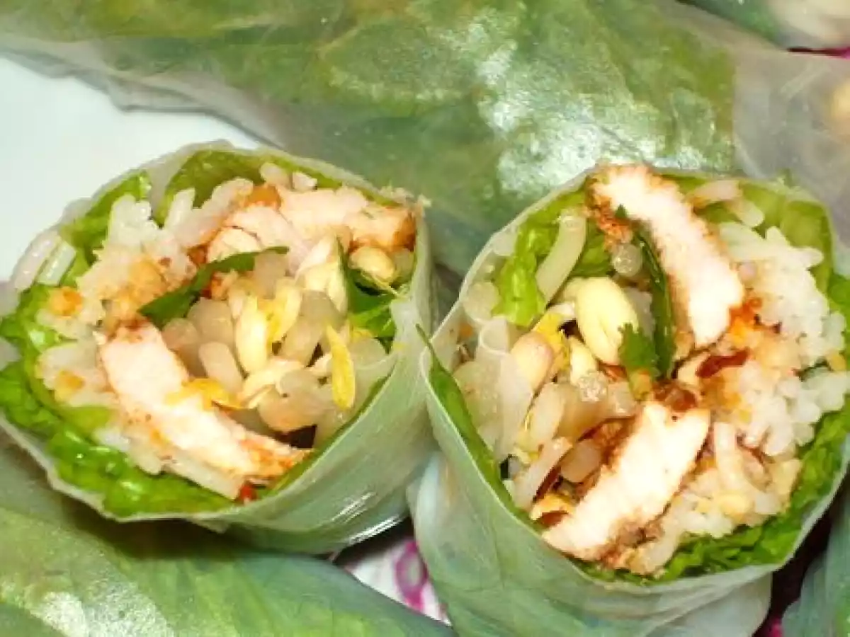 Rouleaux de printemps au poulet saté, noisettes et cacahuètes vite faits bien faits - photo 2