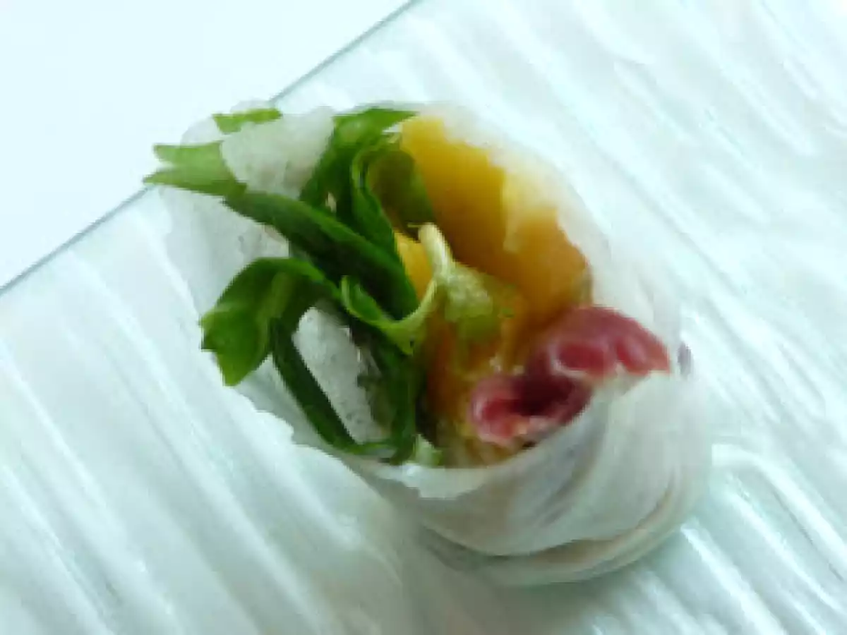 Rouleaux de printemps canard, mangue, fromage frais, mâche et menthe - photo 2