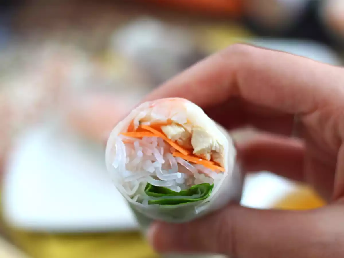 Rouleaux de printemps - crevette poulet - photo 4