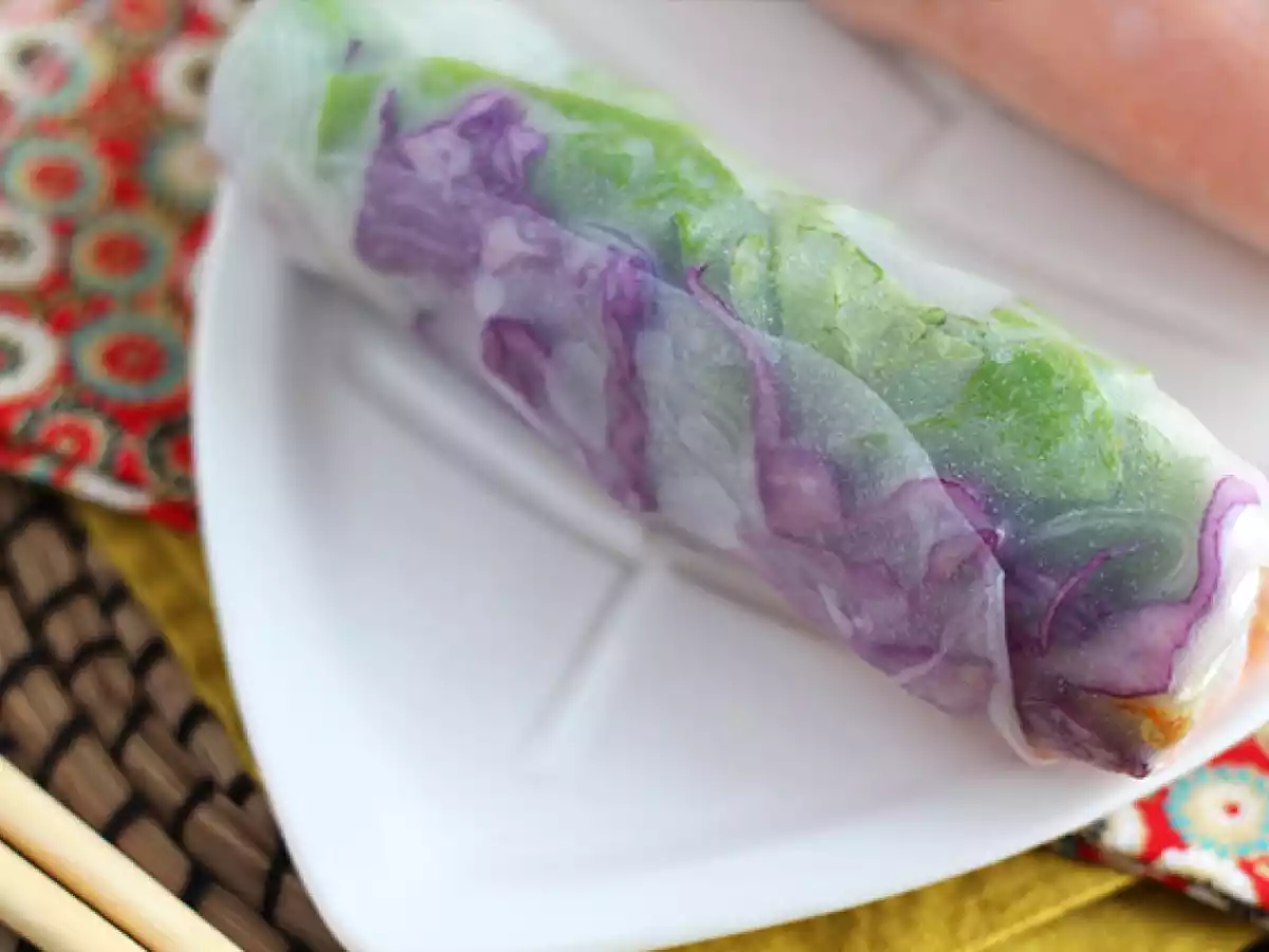 Rouleaux de printemps végétariens - chou rouge et patate douce - photo 4