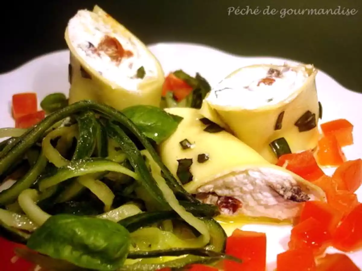 Rouleaux de ricotta au basilic et tomates séchées