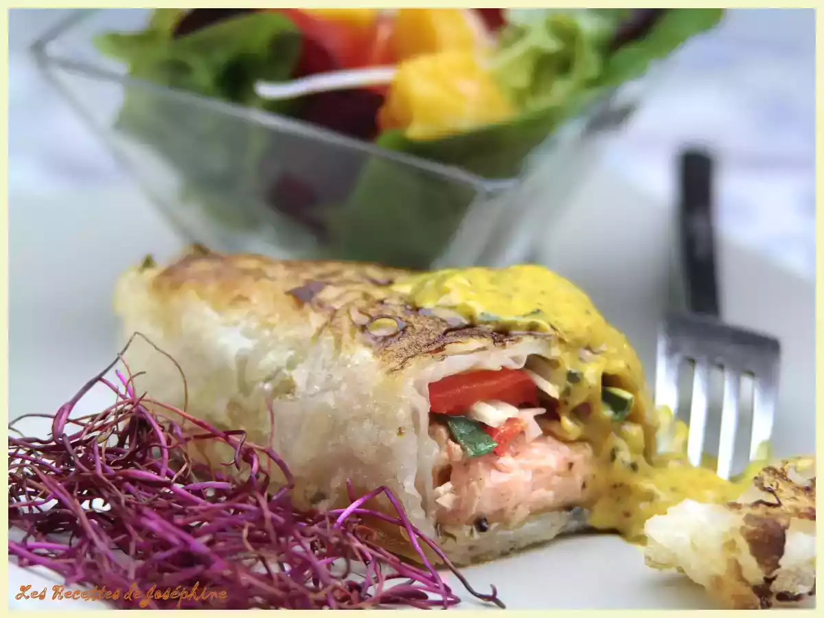 Rouleaux de Saumon, Sauce à la Mangue