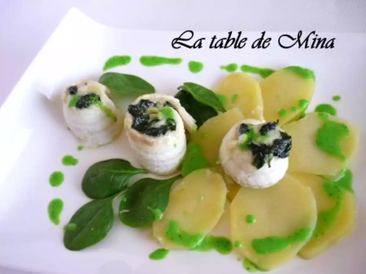 Roulées de sole aux épinards, sauce green