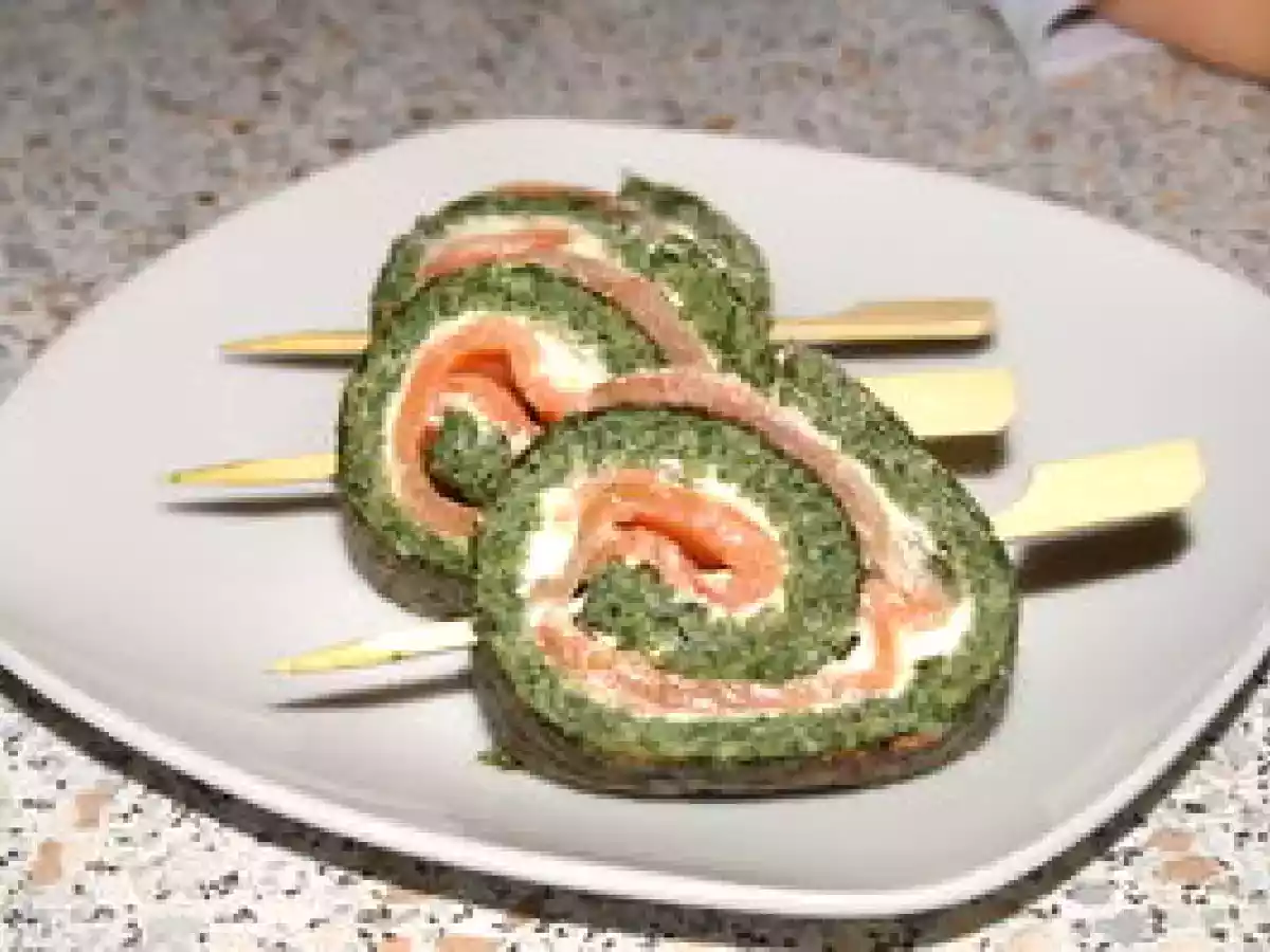 Roulés au saumon, épinards et Boursin