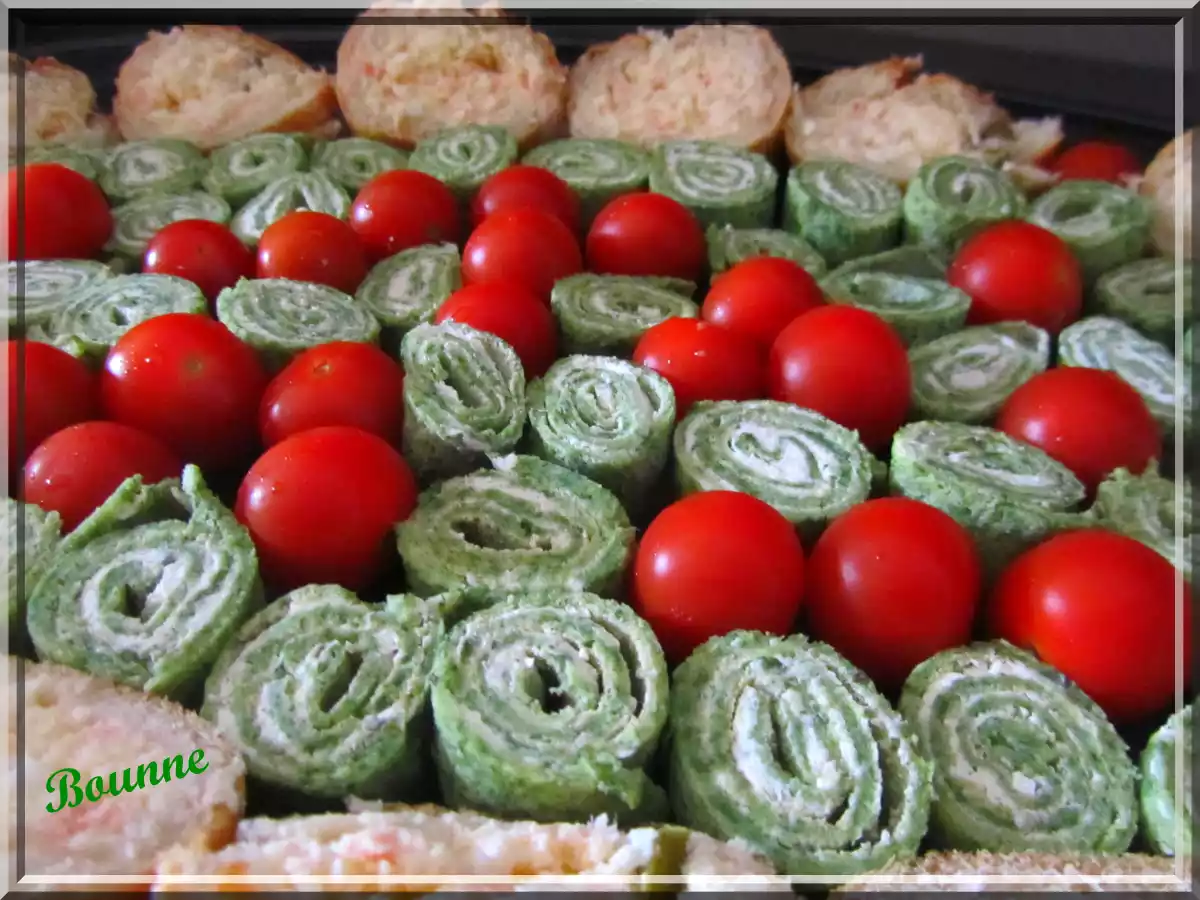 Roulés de crêpes d'épinard au fromage frais