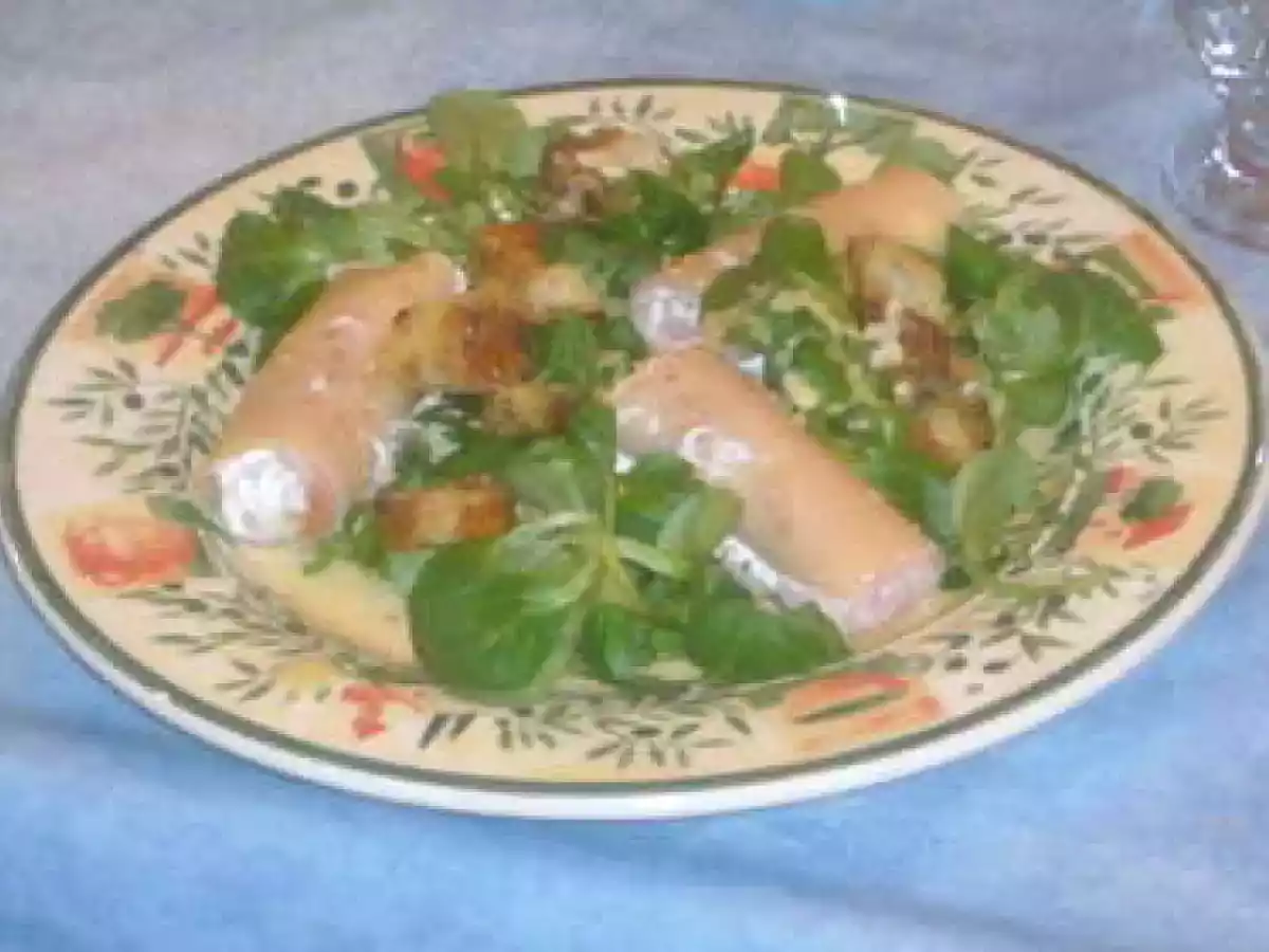 Roulés de jambon et croûtons au camembert