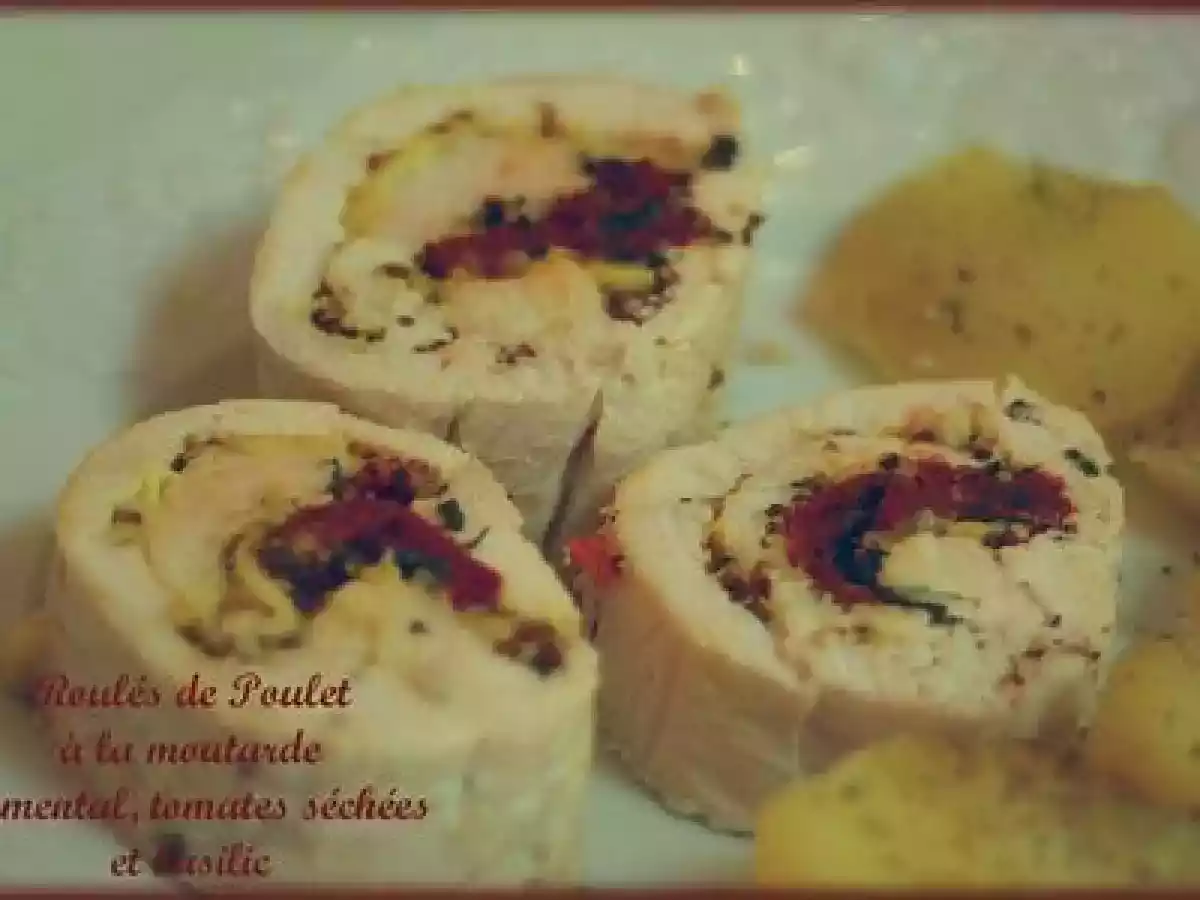 Roulés de poulet aux tomates séchées, moutarde, emmental et basilic. - photo 2