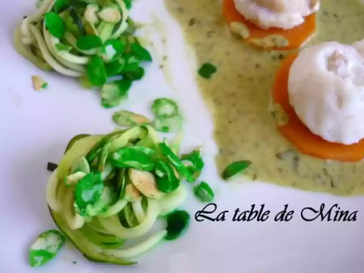 Roulés de sole, crème à l'oseille et spaghettis de courgettes + patates douces - photo 2