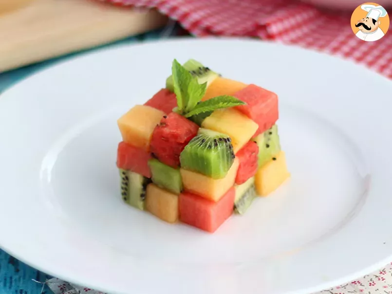 Rubik's Cube de fruits, la salade de fruits design