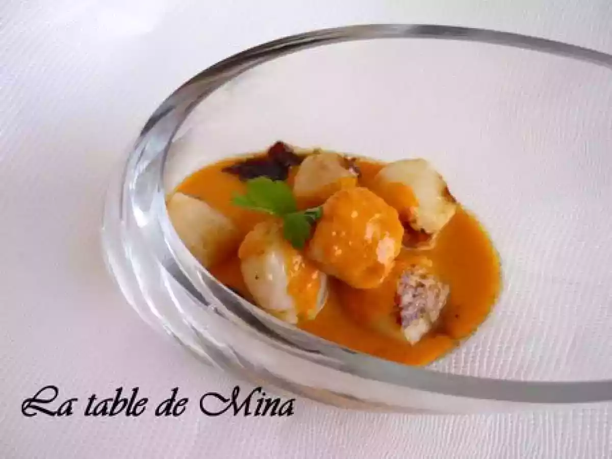 Saint-Jacques au chutney orange chorizo, jus d'orange sanguine au corail - photo 2