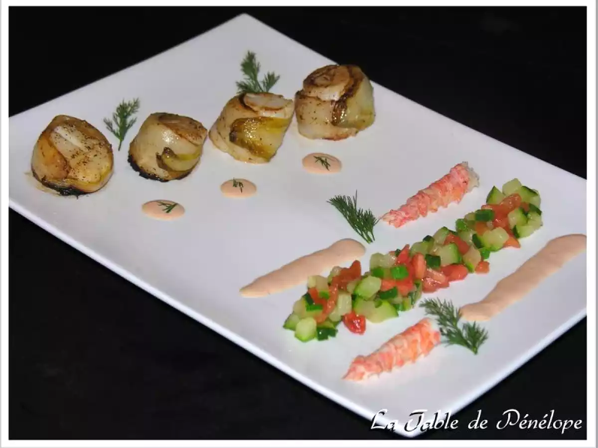 Saint-Jacques en Ruban d'Endive et Brunoise de Légumes