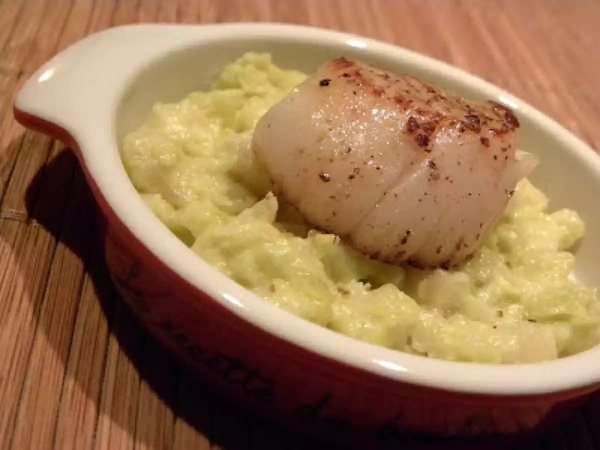Saint-Jacques et fondue de choux de Bruxelles