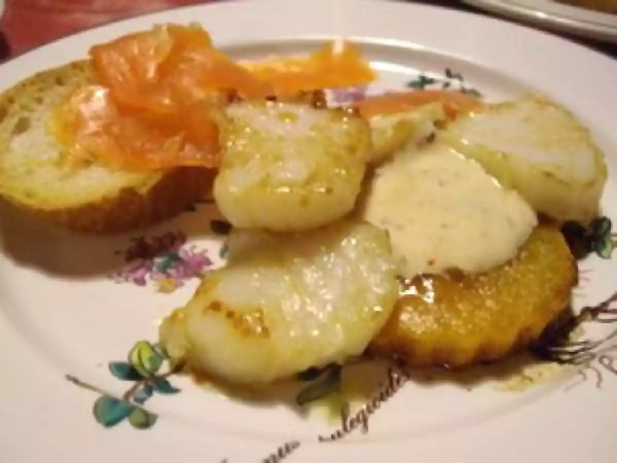 Saint Jacques et Potiron poélés, Sauce Clémentine, Basilic et Gingembre - photo 12