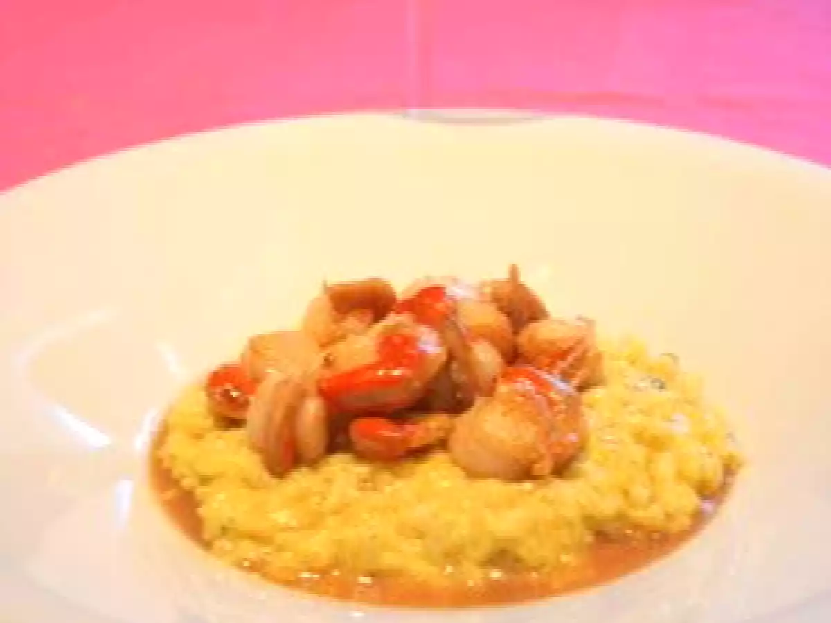 SAINT JACQUES POELEES RISOTTO AU SAFRAN ET ASPERGES VERTES