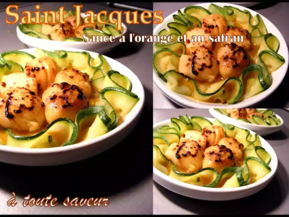Saint Jacques Sauce orange- safran et tagliatelles de courgettes