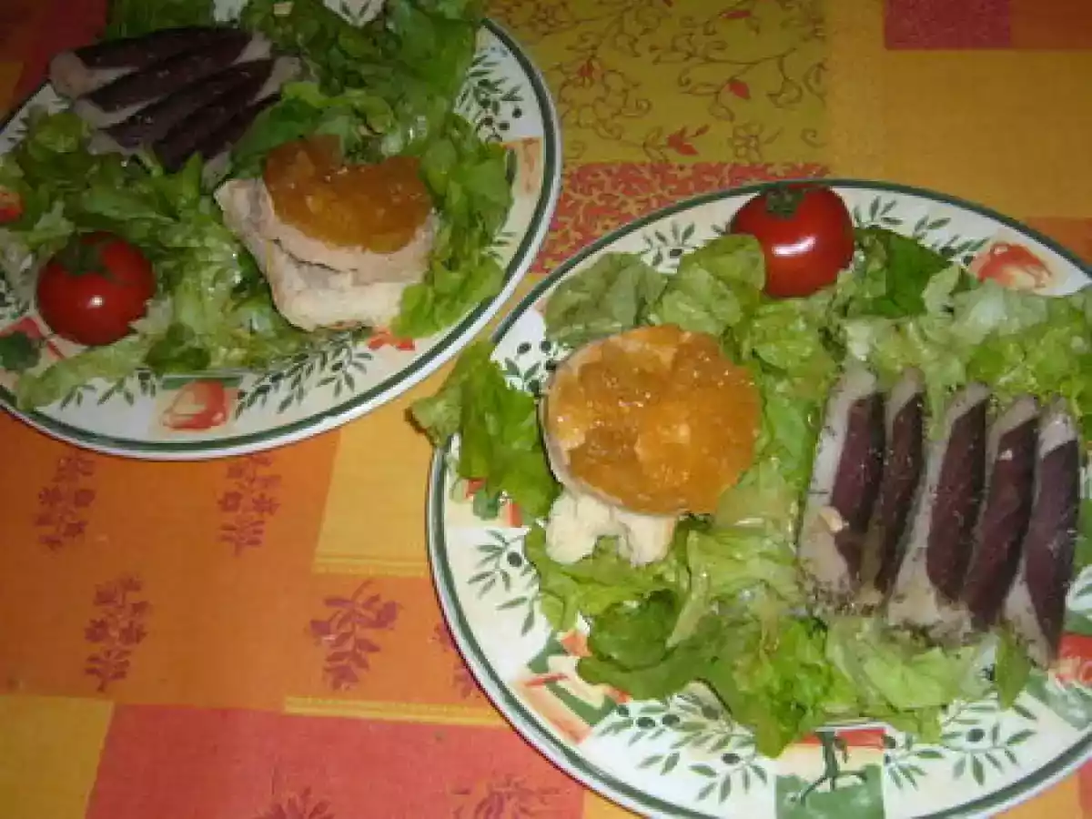 Salade au magret et foie gras tatin