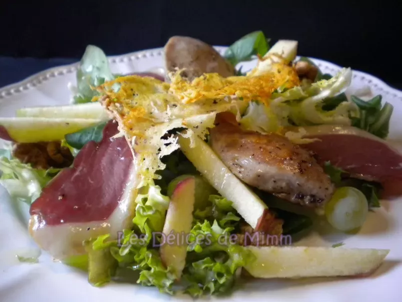 Salade automnale aux filets de caille, magret fumé et fruits de saison - photo 2