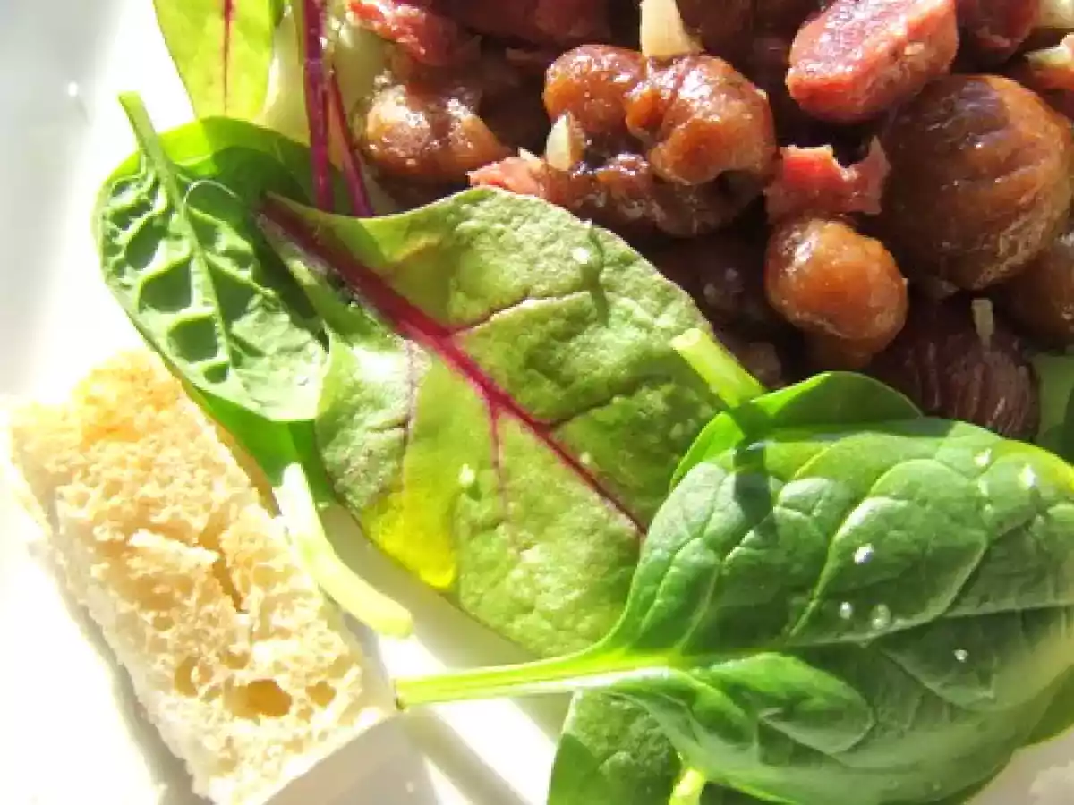 Salade aux gésiers de canard confits, châtaignes grillées & jeunes pousses - photo 2