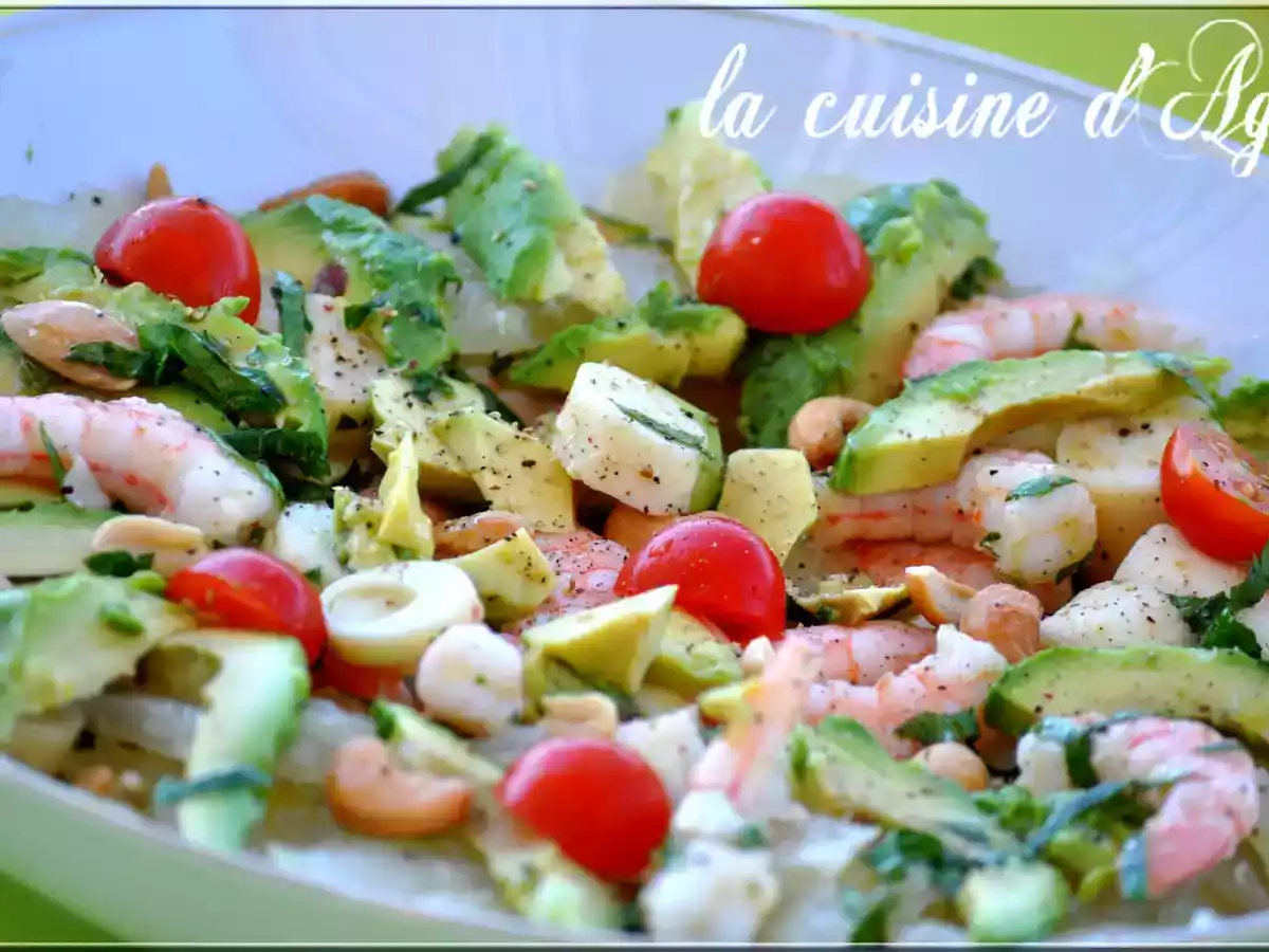 Salade avocat crevettes pomélo