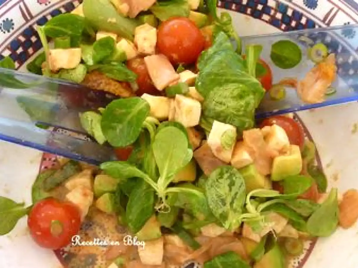 SALADE AVOCAT SAUMON MOZZA ORANGE MACHE