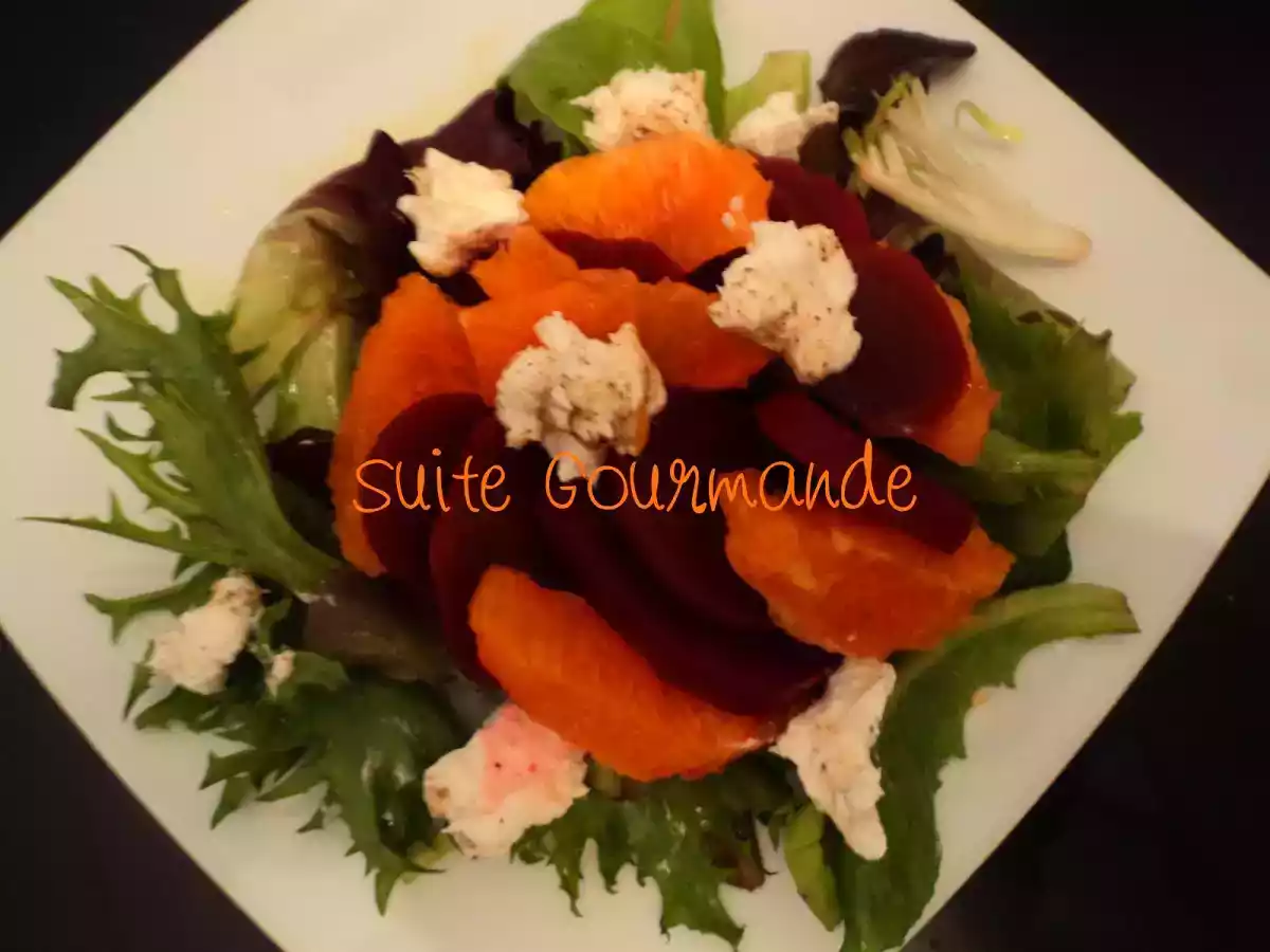 Salade betteraves, oranges et chèvre.