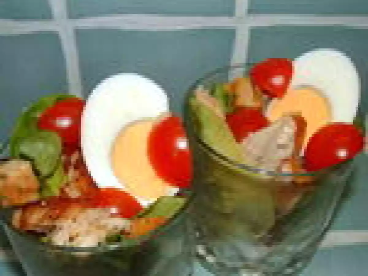 Salade César au poulet en verrine