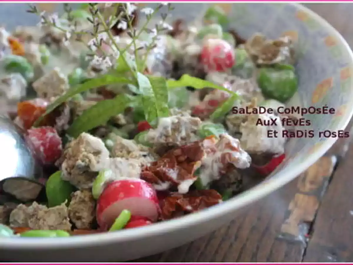 Salade composée aux fèves et radis roses