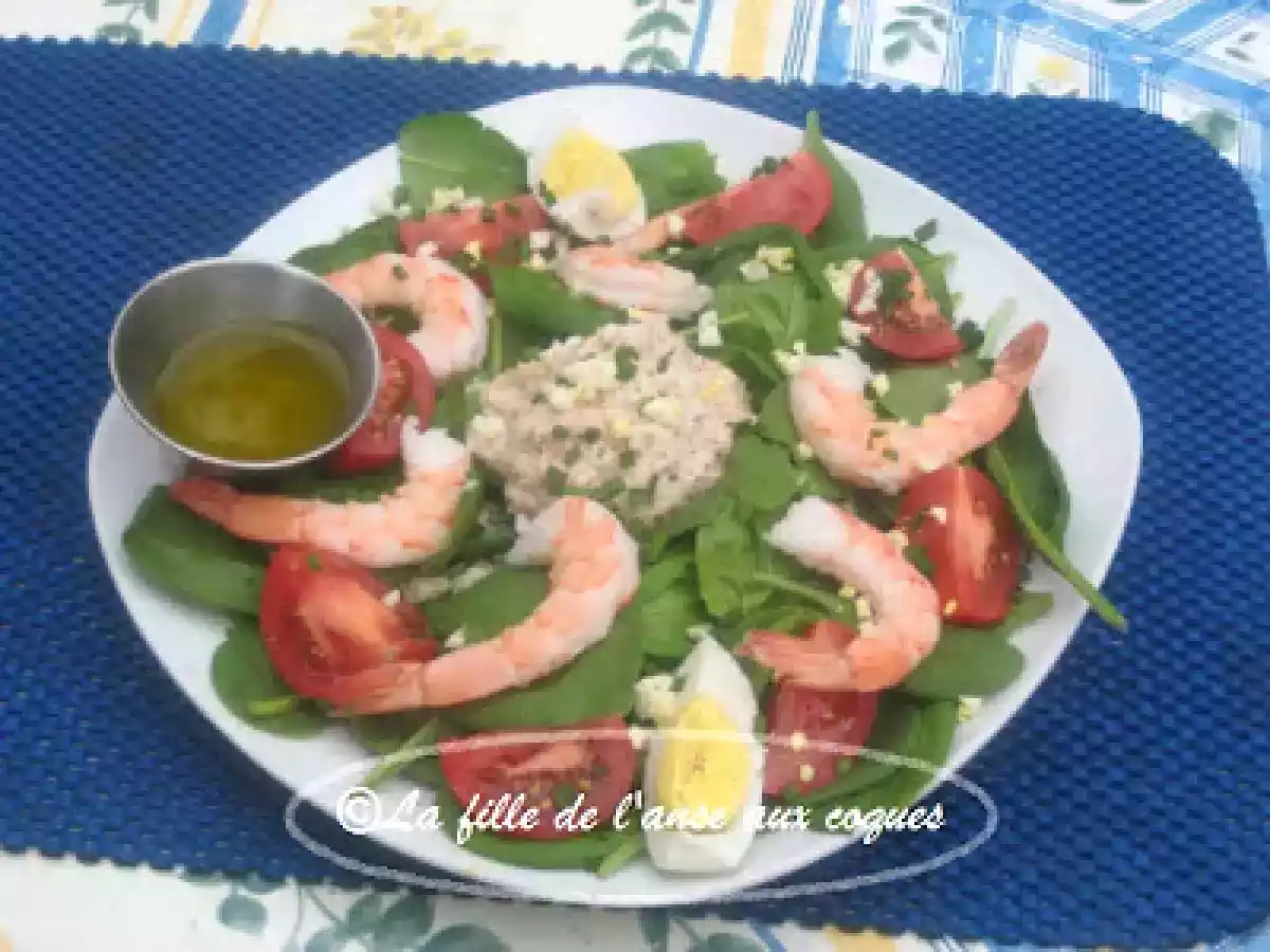SALADE D'ÉPINARDS AUX CREVETTES ET AU THON - photo 2
