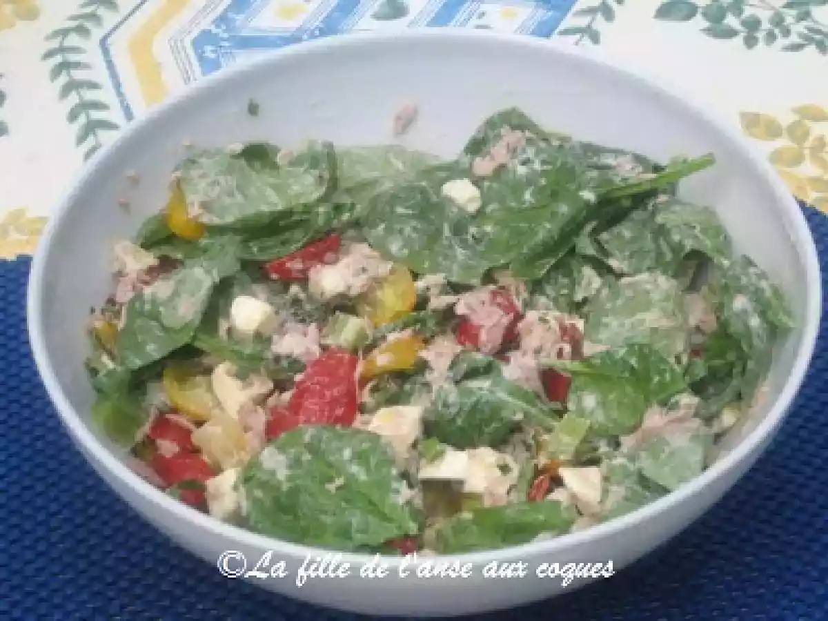 SALADE D?ÉPINARDS ET DE TOMATES CERISES AU THON ET À LA MOZZARELLA FRAÎCHE - photo 2