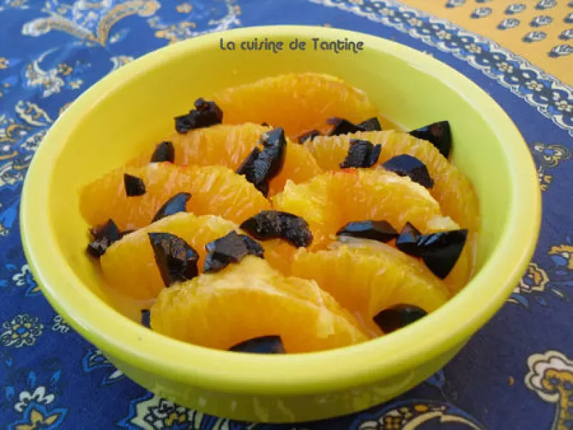 Salade d'oranges et olives confites au sirop de safran