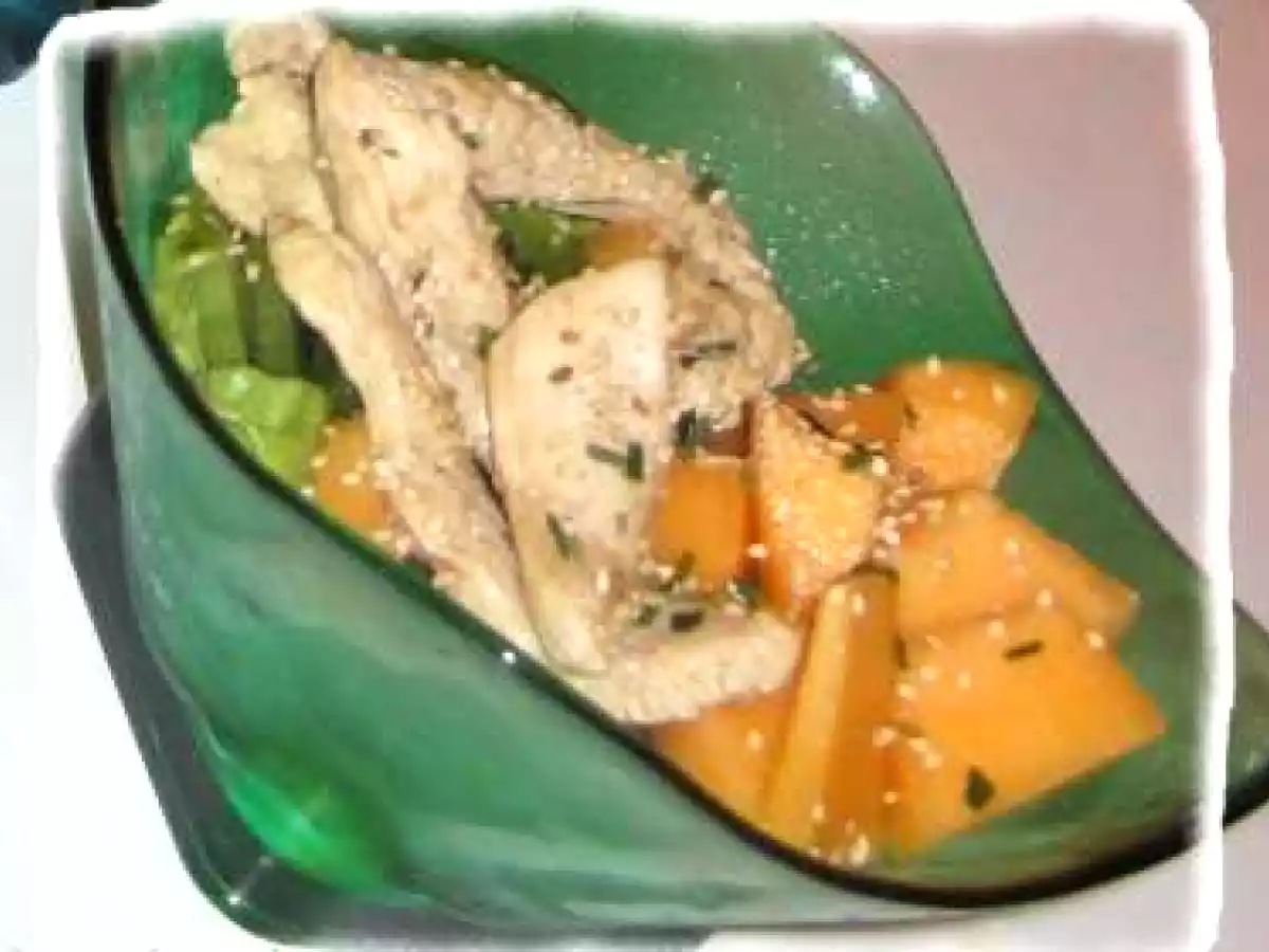 Salade de blancs de poulet aux kiwis et melon
