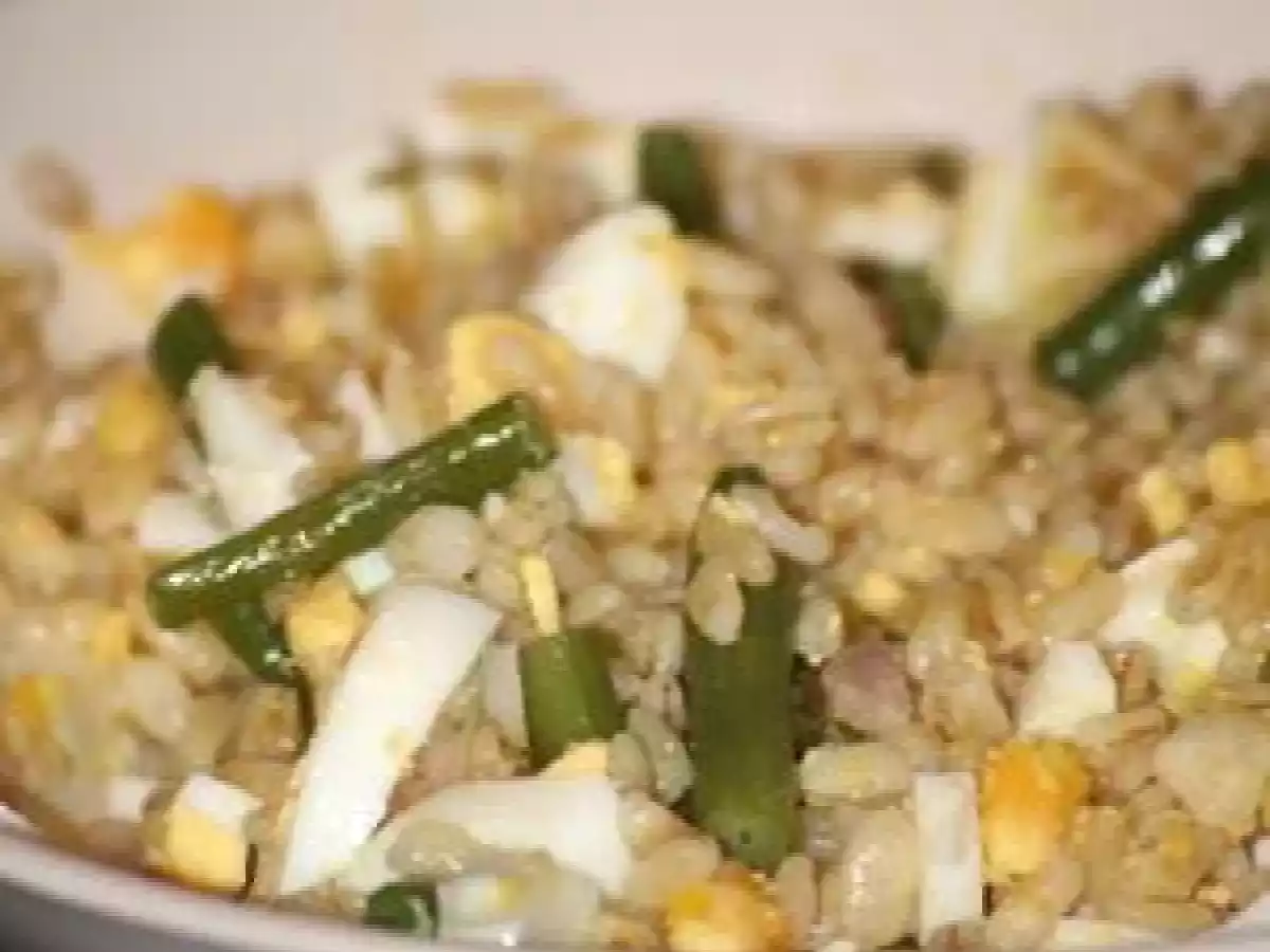 Salade de blé, haricots verts et oeufs