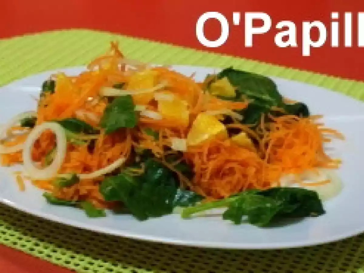 Salade de carottes et pousses d'épinard au citron et à l'orange