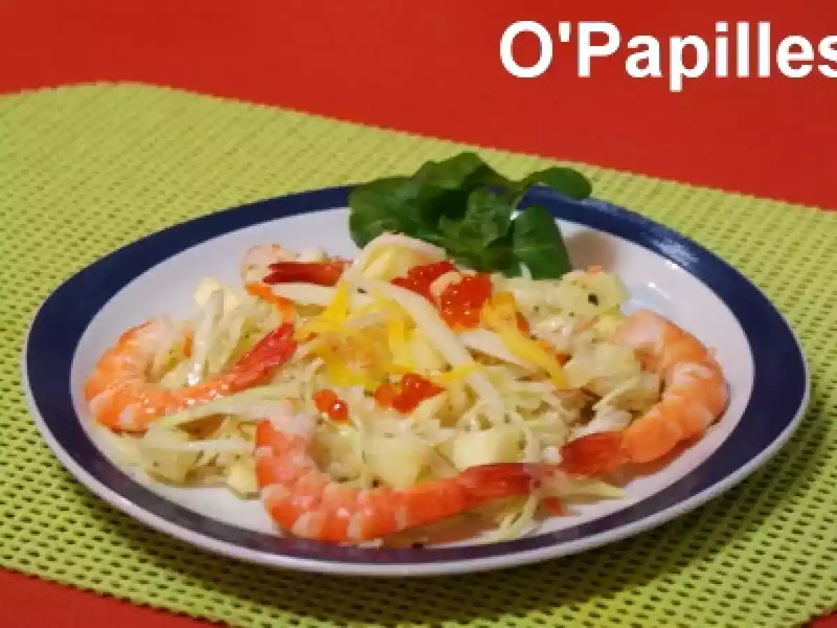 Salade de chou blanc, pommes et poires