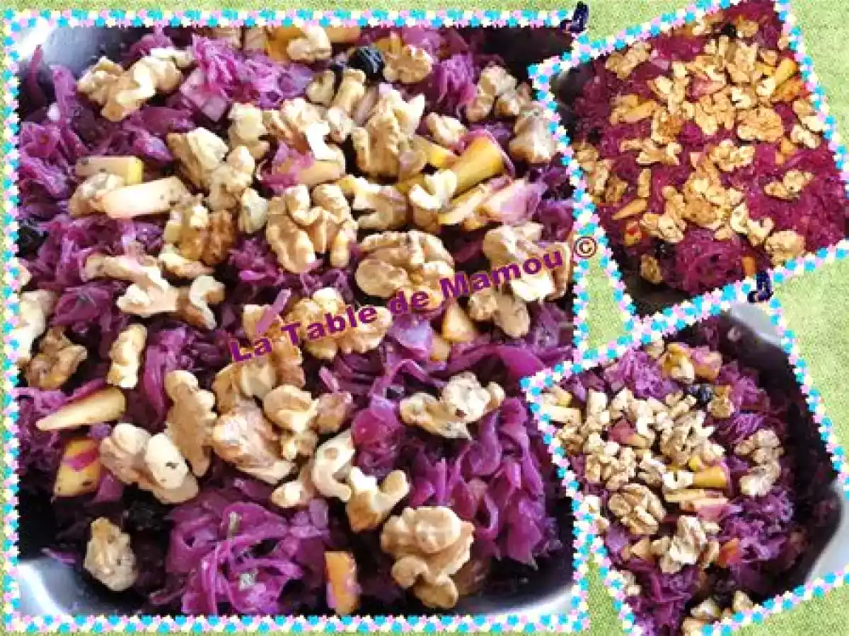 Salade de chou rouge aux pommes, noix et cranberries